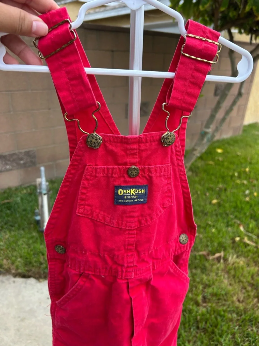 Vintage OshKosh B'gosh Bright Red Canvas  Kids Overalls